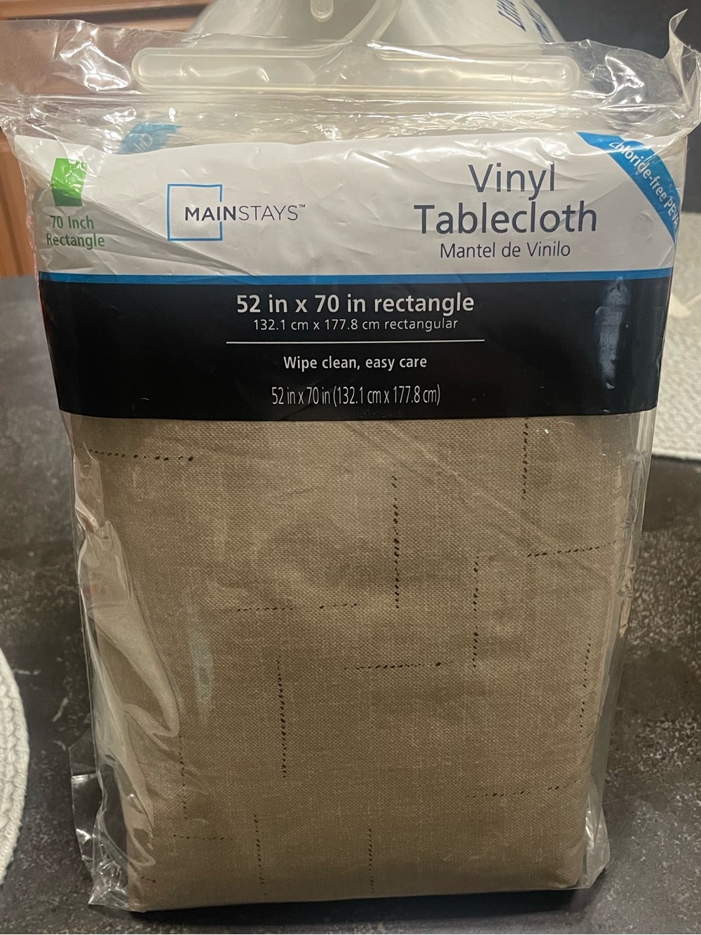 Mainstays Reusable Vinyl Rectangle Tablecloth - 52"x70" (Brownstone/Wexler) - Picture 2 of 5